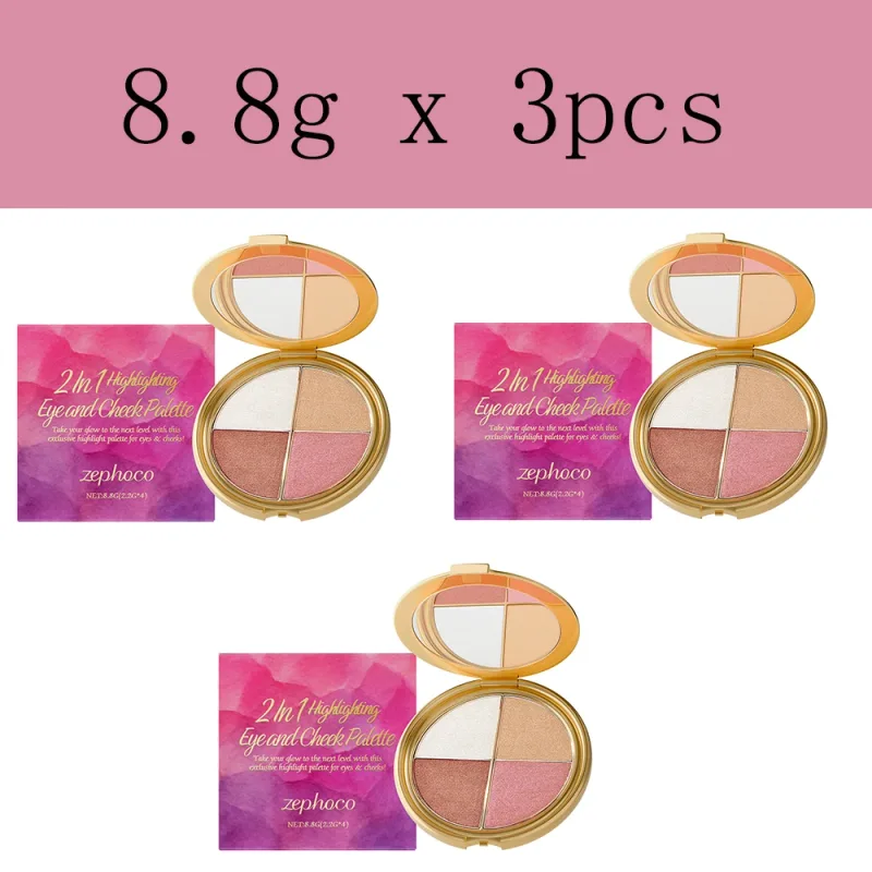 Highlighter Eyeshadow Blush Palette - Portable Versatile Natural and Multi-Use for Daily Eye and Cheek Makeup