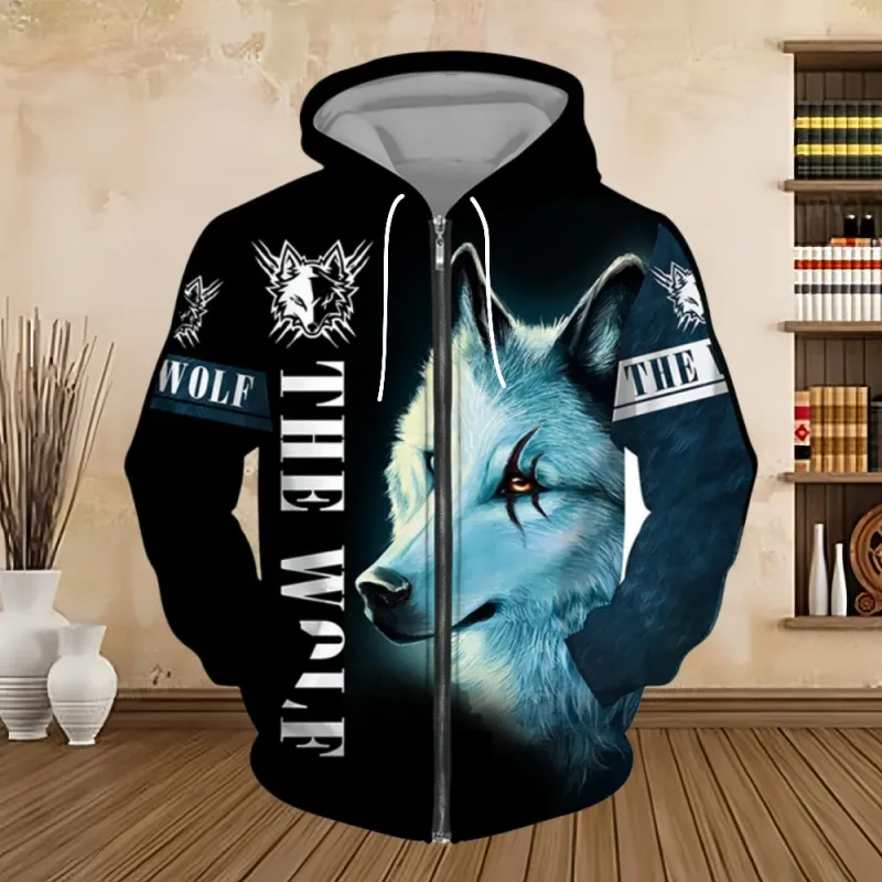 Spring and Autumn Men's Hoodie Sweatshirt 3D Digital Print Tiger Series Zip up Hoodies Fashion Personalized Sweatshirt for Men — image 9