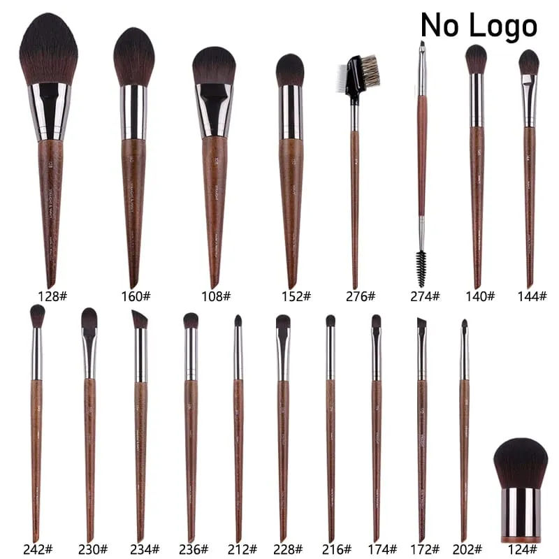 Naturligt træ Øjenmakeup børster hele sæt Pro Crease Øjenskygge Make-up kit smudge highlighter øjenbryn Læbevippebørste praktisk