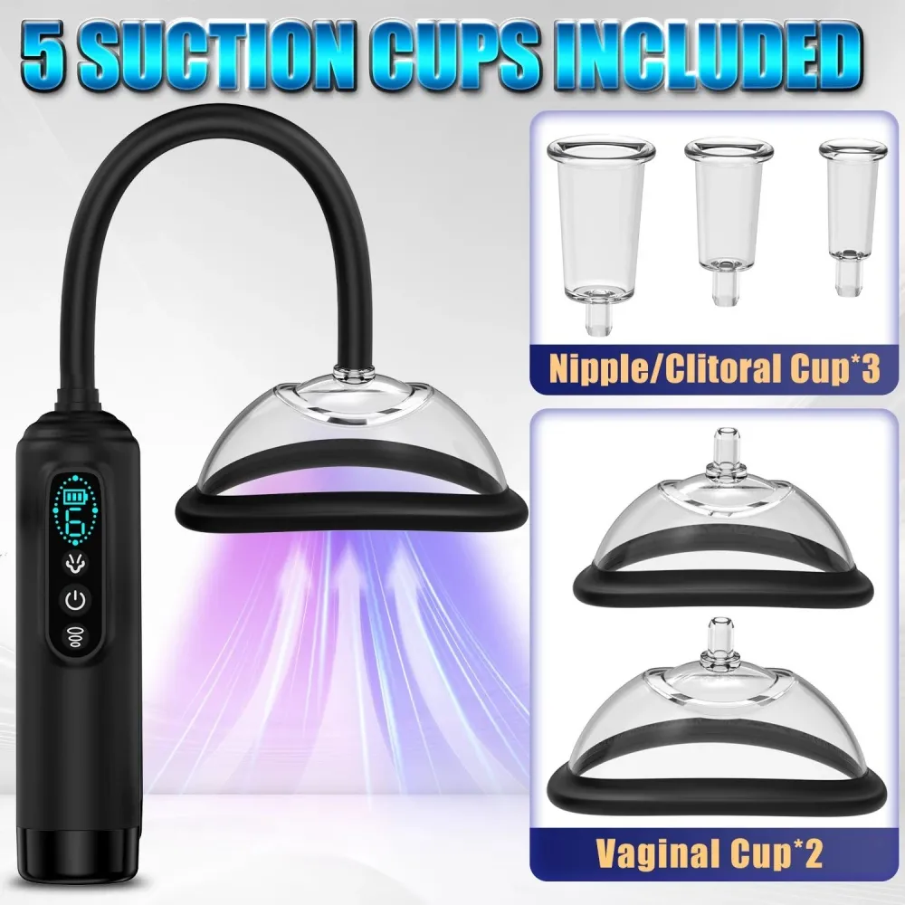 Adult Toy for Women Breast Clitoris Sucker Vacuum Stimulator 6 Frequency Sucking LCD Digital Display Clitoris Stimulator Sex Goods for Adult