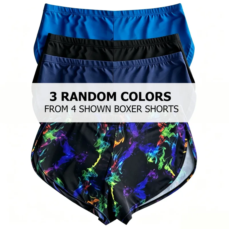 Men Galaxy Smoke Print Split Hem Ice Silk Trunks Low Rise Quick Dry Slim Lounge Shorts Lightweight Breathable Underwear for Gym