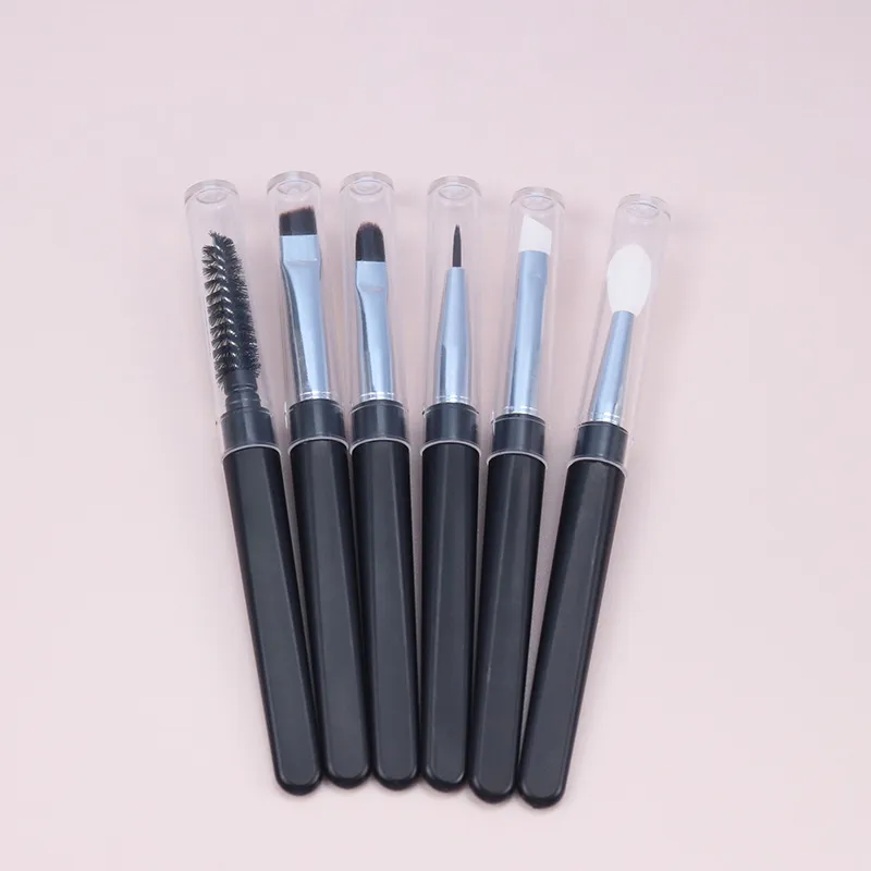 ★▲1PC Portable Eyeshadow Makeup Brushes Travel Size Makeup Brushes Eyebrow Silicone Glit Essential Cosmetic Tools With Lid