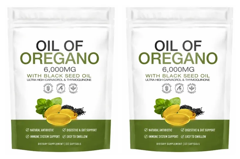 Oil of Oregano Softgels with Black Seed Oil 6000mg Carvacrol Thymoquinone For Immune Gut Digestive Support Adult 60 Softgels