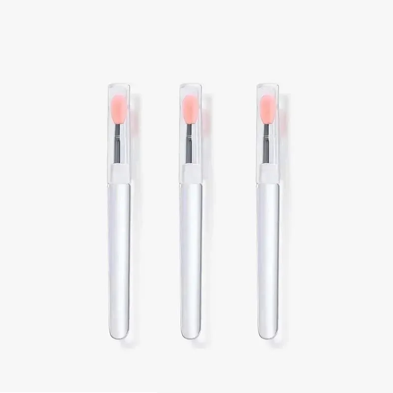 1/2/3/4pcs Portable Silicone Lip Brush With Cover Soft Multifunctional Lip Balm Applicator Lipstick Lipgloss Makeup Brushes