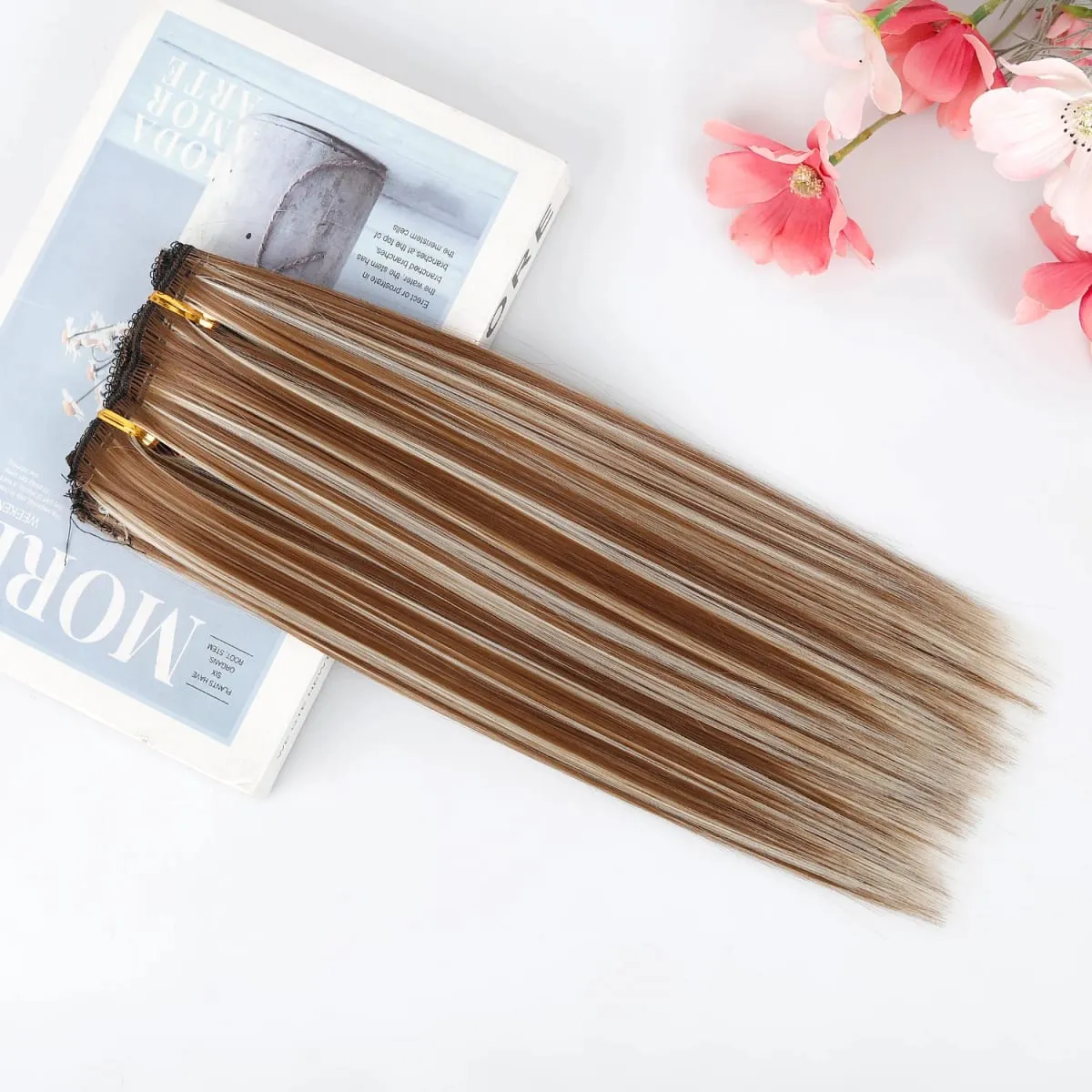 12 Inch Straight Clip In Hair Extensions 4Pcs/set Full Head Short Synthetic Highlight Hair Extensions For Women