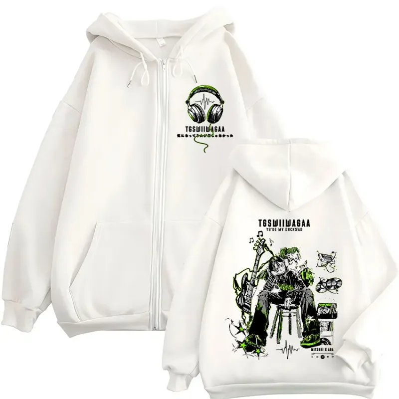 Anime The Guy She Was Interested in Wasn't A Guy At All Zipper Hoodies Men Women Fashion Casual Zip Up Hooded Sweatshirts Jacket