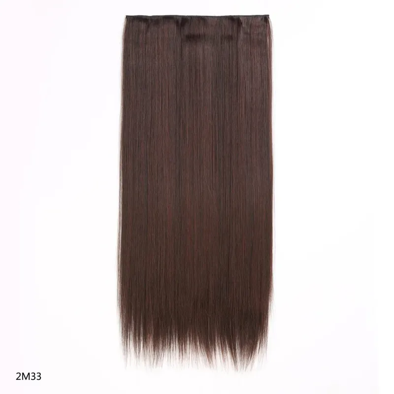 Long Straight Hair Clip In Hair Extension 5-Clips One Piece Natural Looking Synthetic Hairpiece for Women Ladies Daily Use