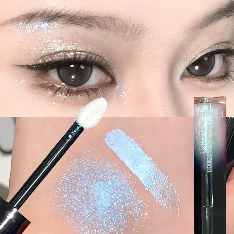 Glitter Liquid Eyeshadow Holographic Shimmer Ice Blue Pink Quick-drying Wet Look Tears Highlight Eye Makeup Non-flying powder