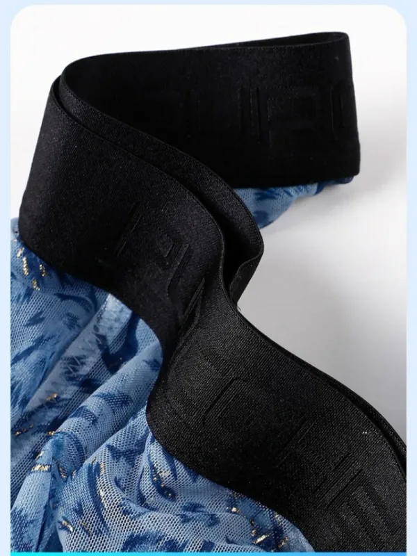 Cuecas masculinas separadas com bolsa dupla, cuecas de seda gelo sem costura, malha respirável, estampa de leopardo, roupa íntima de secagem rápida para viagem