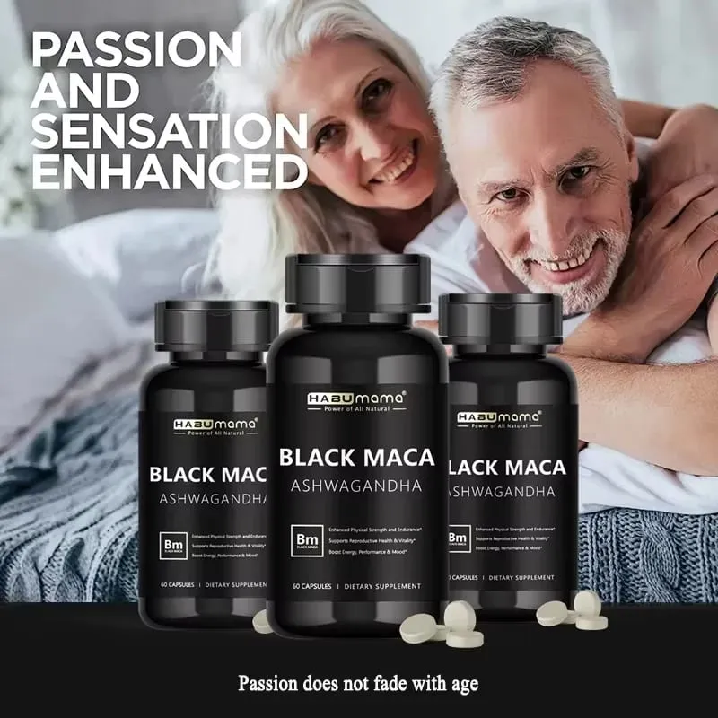 Organic Black Maca Root + Ashwagandha Extract Supplement for Women & Men Erect Energy Endurance - Vegan Pills — image 2