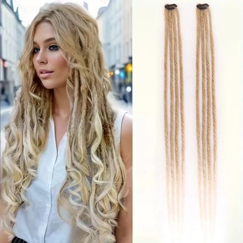2pcs Gradient Brown Blonde Thin Dreadlock Extensions Synthetic Handmade Single Locs Braids for Men Hip Hop Street Styling — image 2