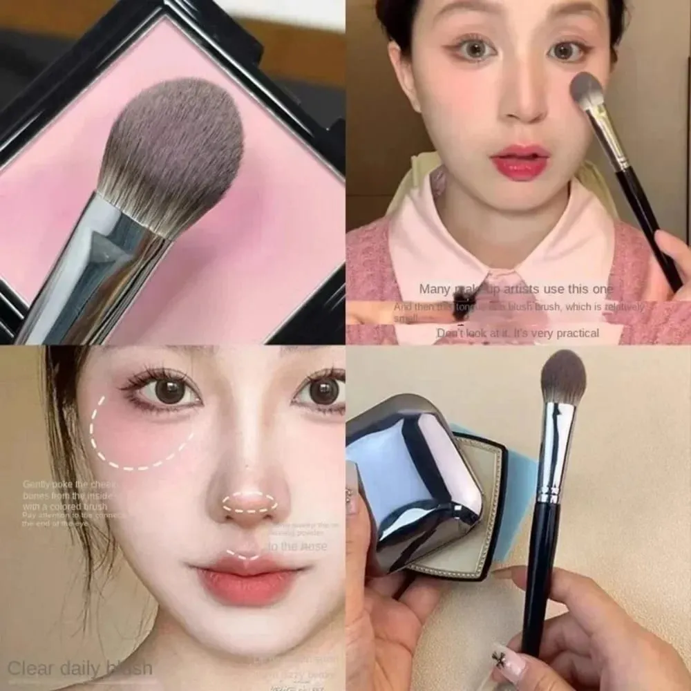 1/2Pcs Mini Peach Heart Blush Brush Small Flat Precise Face Brush Multi Use For Powder Cream Liquid Blush Beauty Makeup Gift