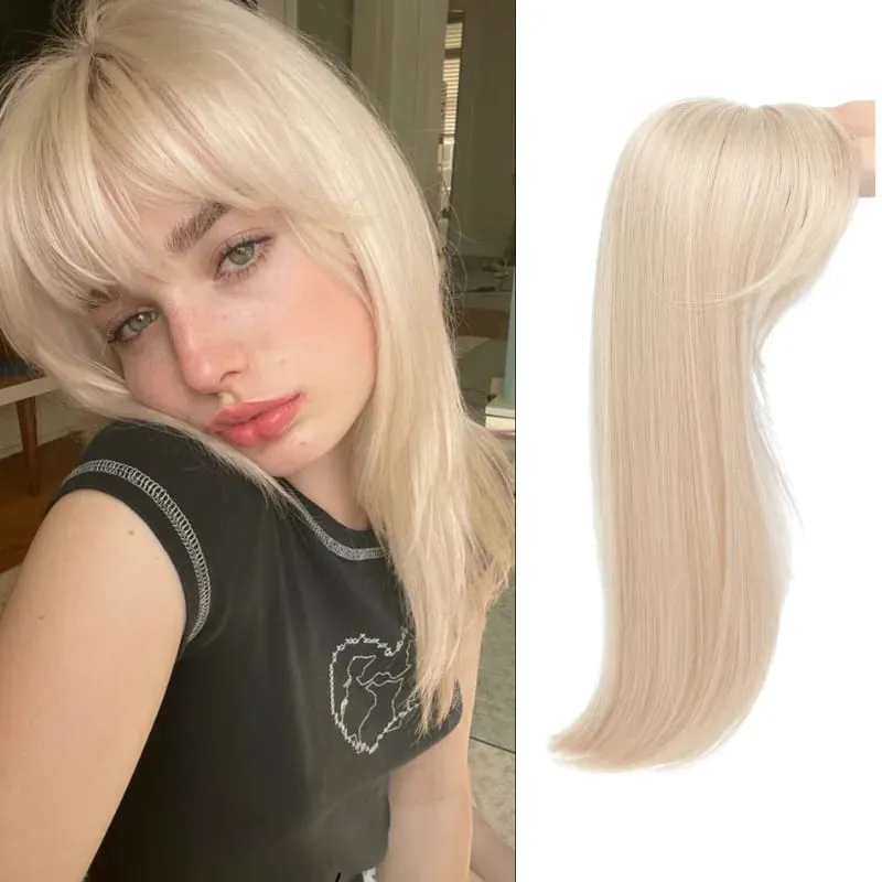 Synthetic Striaght Hair Toppers with Bangs for Women Natural Hairpieces Adding Hair Volume Topper Hair Extensions 18''/10'' — image 9
