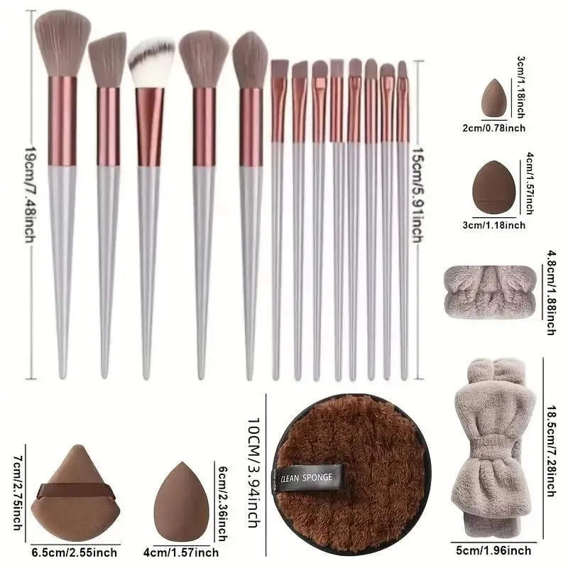 20/33Pcs Makeup Tool Kit Full Set with Makeup Puffs Brushes Beauty Sponges for Make‑up & Makeup Removal