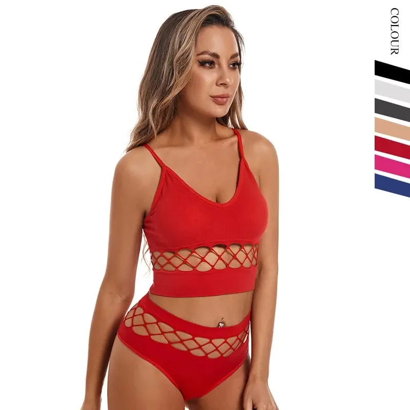 Thin Hollow Out Lingerie Set for Women Wireless Small Bust Push Up Bra Plus Size Breathable Sports Camisole Vest