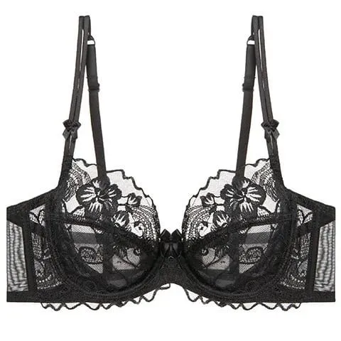 French Lace Lingerie Set Women Ultra Thin Sexy Underwire Bra&Panty Push Up Gather Breasts Pure Desire Large Breasts Support — image 9