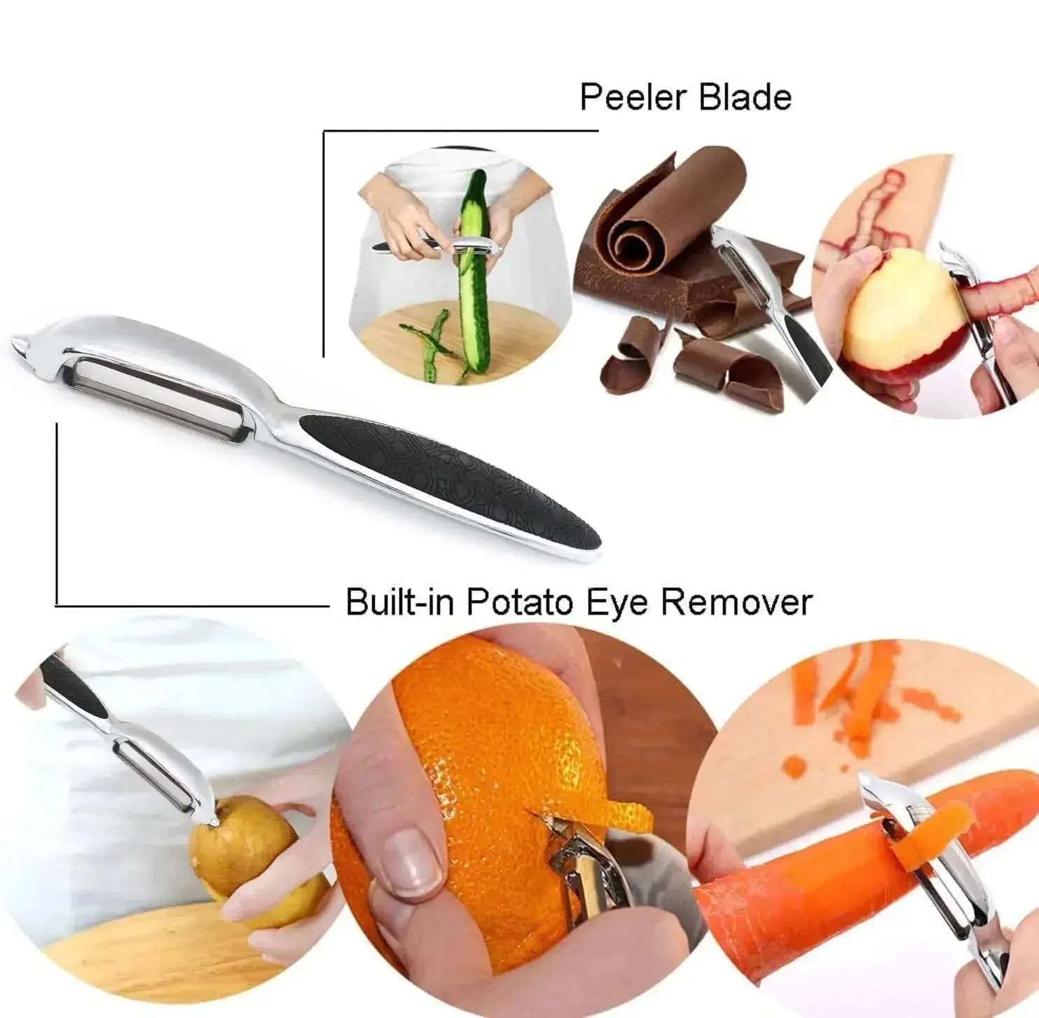 2pcs Vegetable Peeler Set Zinc Alloy Y Shaped I Shaped Peelers for Potatoes Carrots Apples Cucumbers Kitchen Food Prep Tool Use — image 7