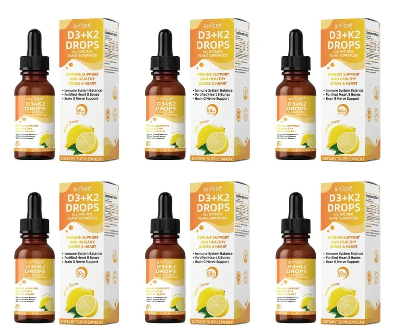 Vitamin D3 K2 Liquid Drops Calcium Absorption and Bone Support 1000 IU D3 with K2 Lemon Flavor 60 ml 30 Servings