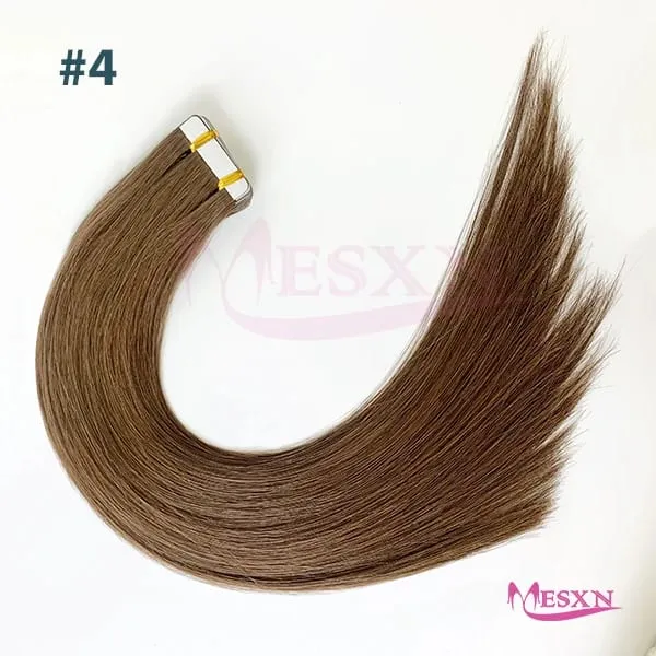 Tape In Hair Extensions 100% Real Human Hair Tape Weft InsInvisible Soft 16"-24" Brown Blonde 613 For Salon
