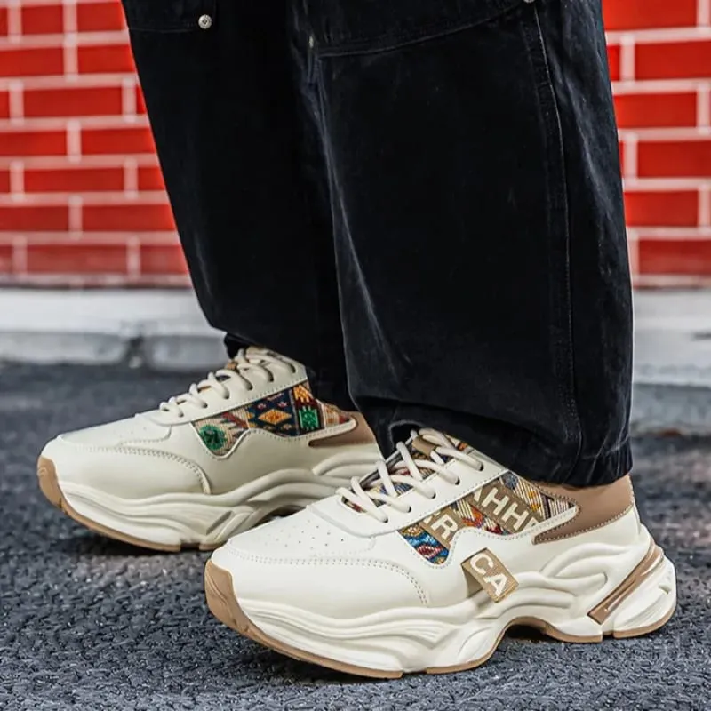 2026 Men Korean High Top Sneakers Spring Breathable Anti Slip Platform Running Shoes Outdoor Wear-resistant Running Sports Shoes