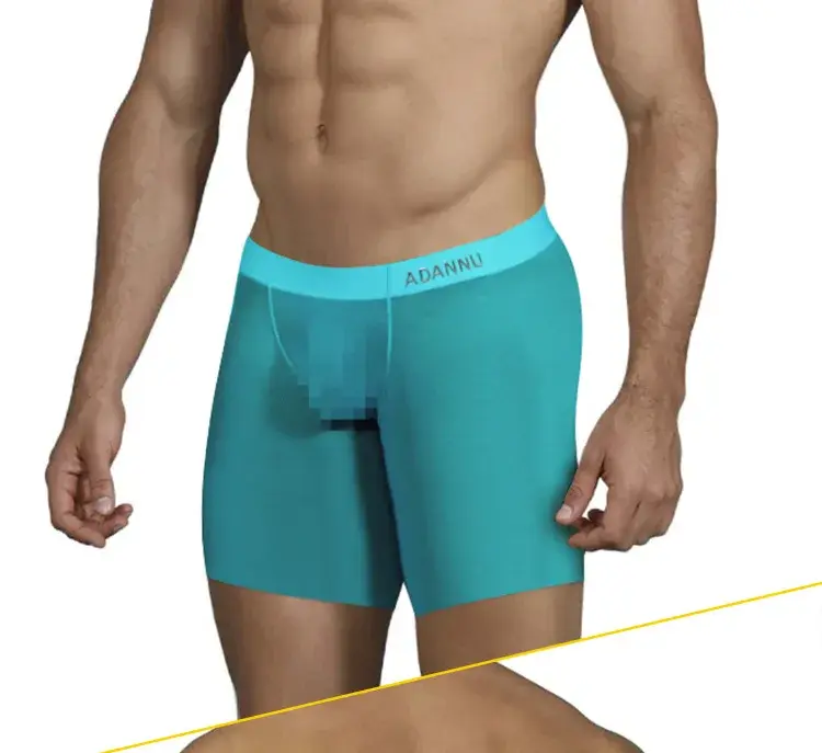 0.01mm Ultra-manipis na Kasuotang Panloob ng Lalaking Mahabang Boxer Shorts na Paglamig ng Yelo Silk Transparent Gym Fitness Underpants Mga Seamless Mesh Slips