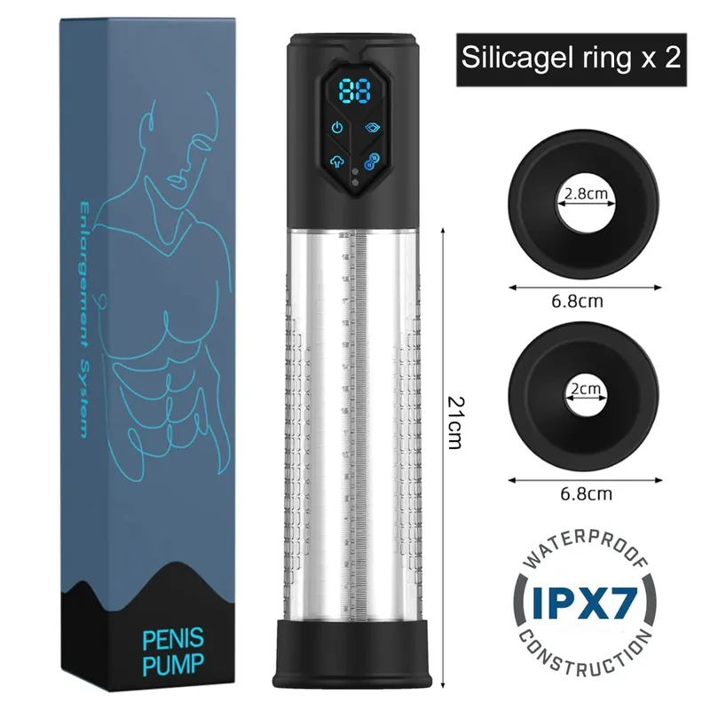 IPX7 Electric Penis Pump Adult Sex Toys Dick Enlarger for Men Erection Air Water Extender 4 Training 3 Suction Male Masturbator