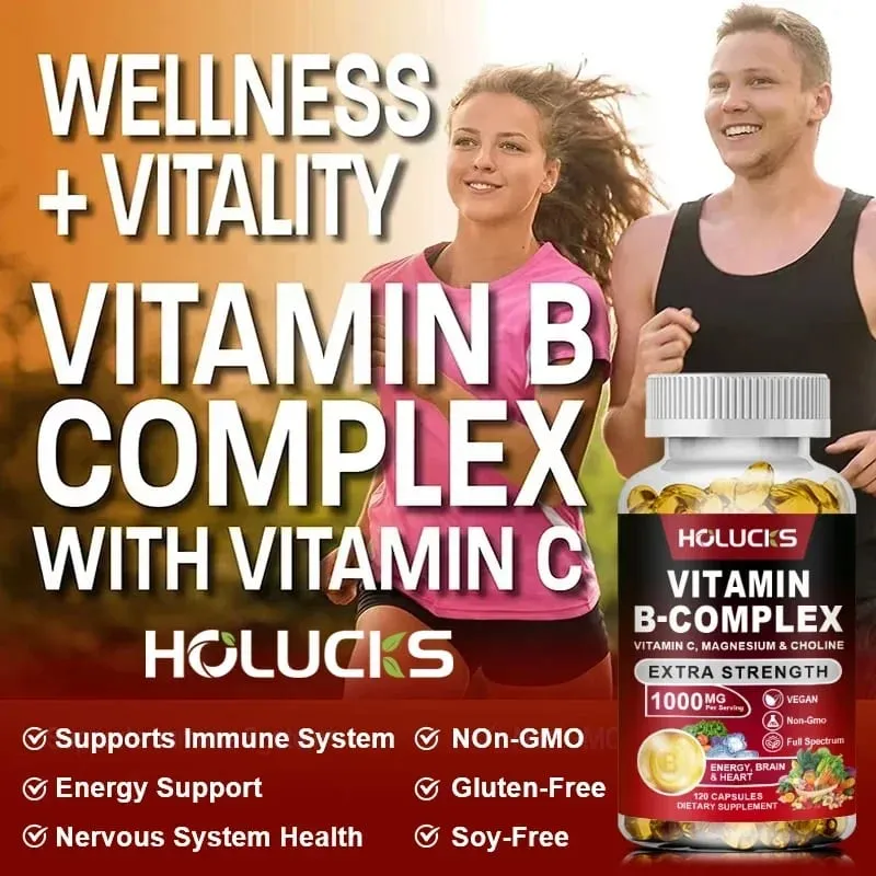 Yimiduk Premium Vitamin B Complex Supplement with Biotin & Folate for Promotes Healthy Hair Skin & Hormone Balance Vegan