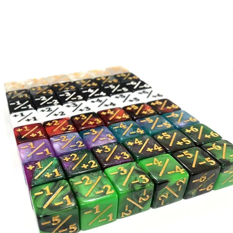 10Pcs 16mm 6 Side Dice Counters +1/-1 Dice Kids Toy Counting Dices For Magic The Gathering Token Loyalty Card Game Accessories