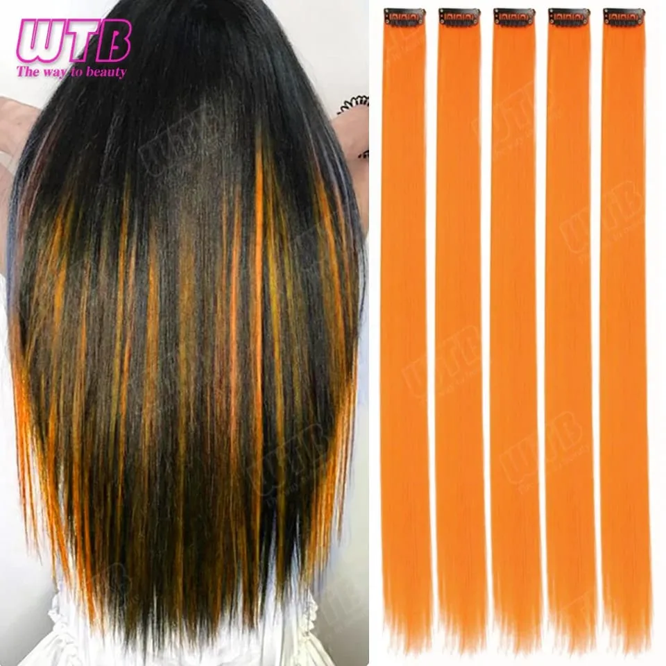 10 PCS Colored Synthetic Hair Extension Wigs for Women BB Clip Style Straight Hair Extension Wigs Suitable for Holiday Events