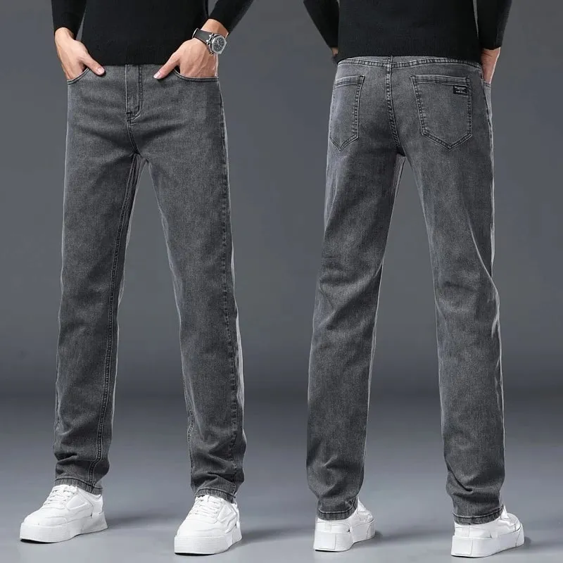 Men's New Stretch Straight Jeans Business Versatile Trendy Youth Casual Regular Long Pants for Spring Autumn Male Denim Trousers — image 4