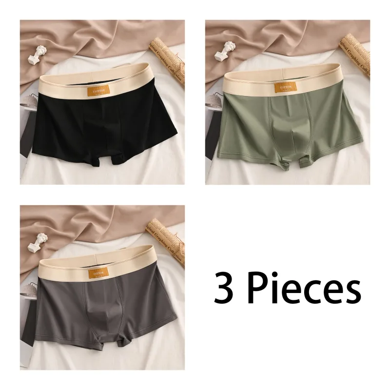 3-teilige Herren-Boxershorts aus hochwertiger Baumwolle, weich, gesund, lässig, modisch, Sport-Boxershorts, trendige Herren-Shorts, Unterwäsche