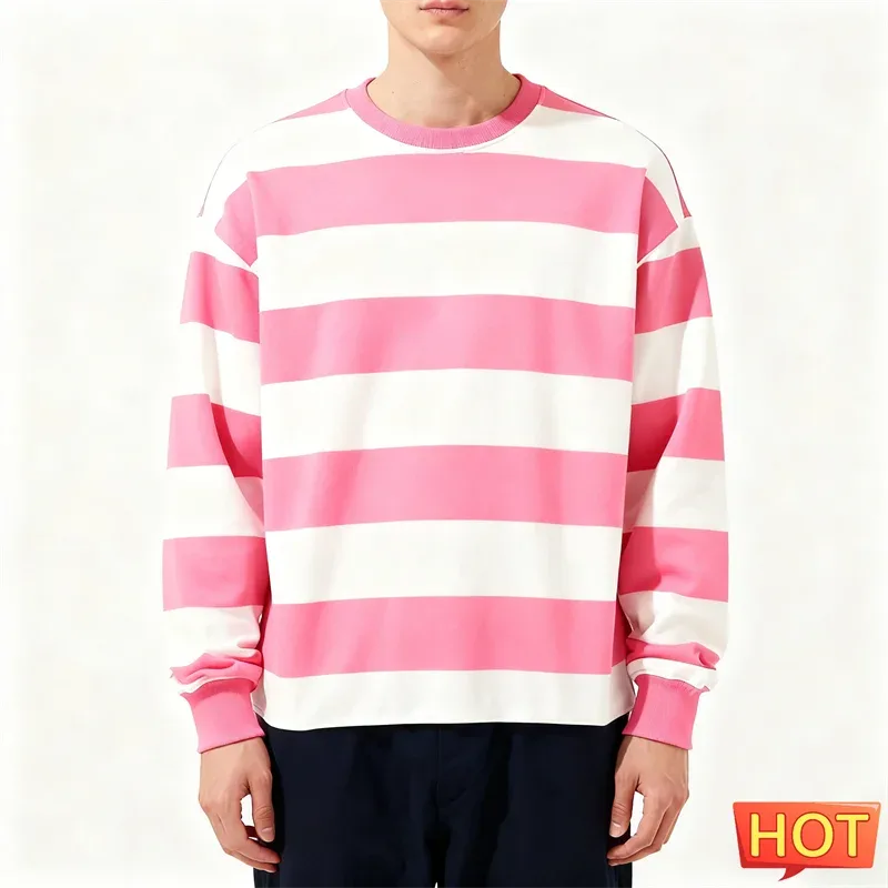 Sweat-shirt graphique à rayures simples pour hommes, tendance, manches longues, imprimé en 3D, laid, décontracté, surdimensionné, hauts — image 3