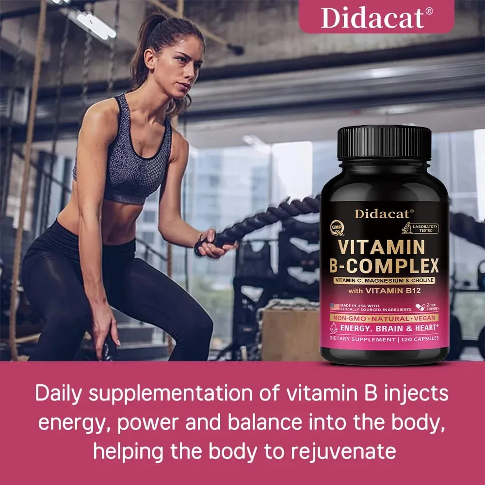Vitamin B Complex with Vitamin C Choline & Inositol Support Energy Metabolism Nerve Health Cardio Wellness & Immune Defense