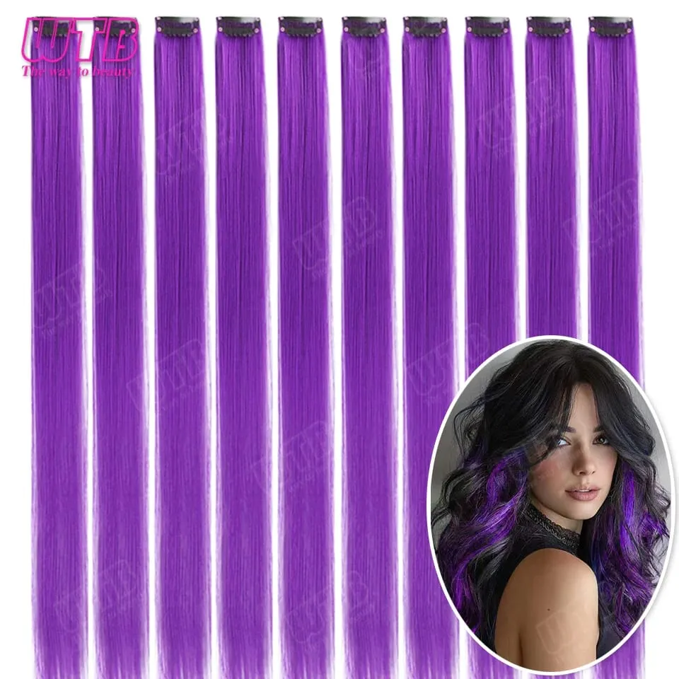 10 PCS Colored Synthetic Hair Extension Wigs for Women BB Clip Style Straight Hair Extension Wigs Suitable for Holiday Events