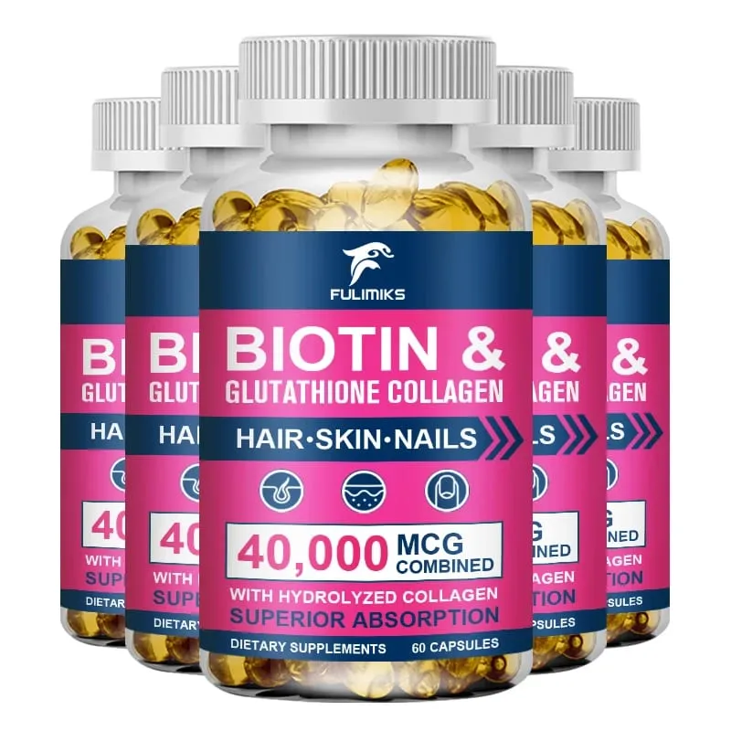 Biotin 40000mcg Combined Capsules with Collagen & Glutathione Promotes Hair Skin Nail Health & Natural Beauty Vitality — image 11