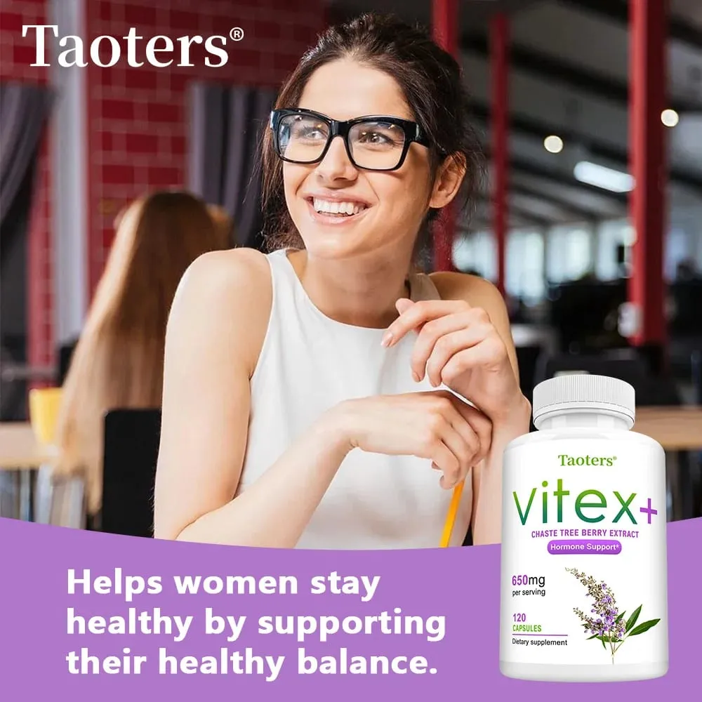 Organic Vitex Chaste Tree Berry Extract Capsules - 650mg Hormone Balance for Women Menopause/PMS Support Mood & Skin Health