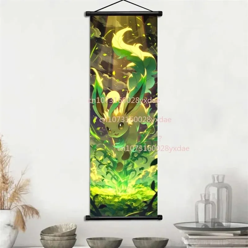 Anime Printed Pokemon Poster Cartoon Wall Artwork Gengar Squirtle Bulbasaur Pikachu Hanging Scroll Family Room Decoration