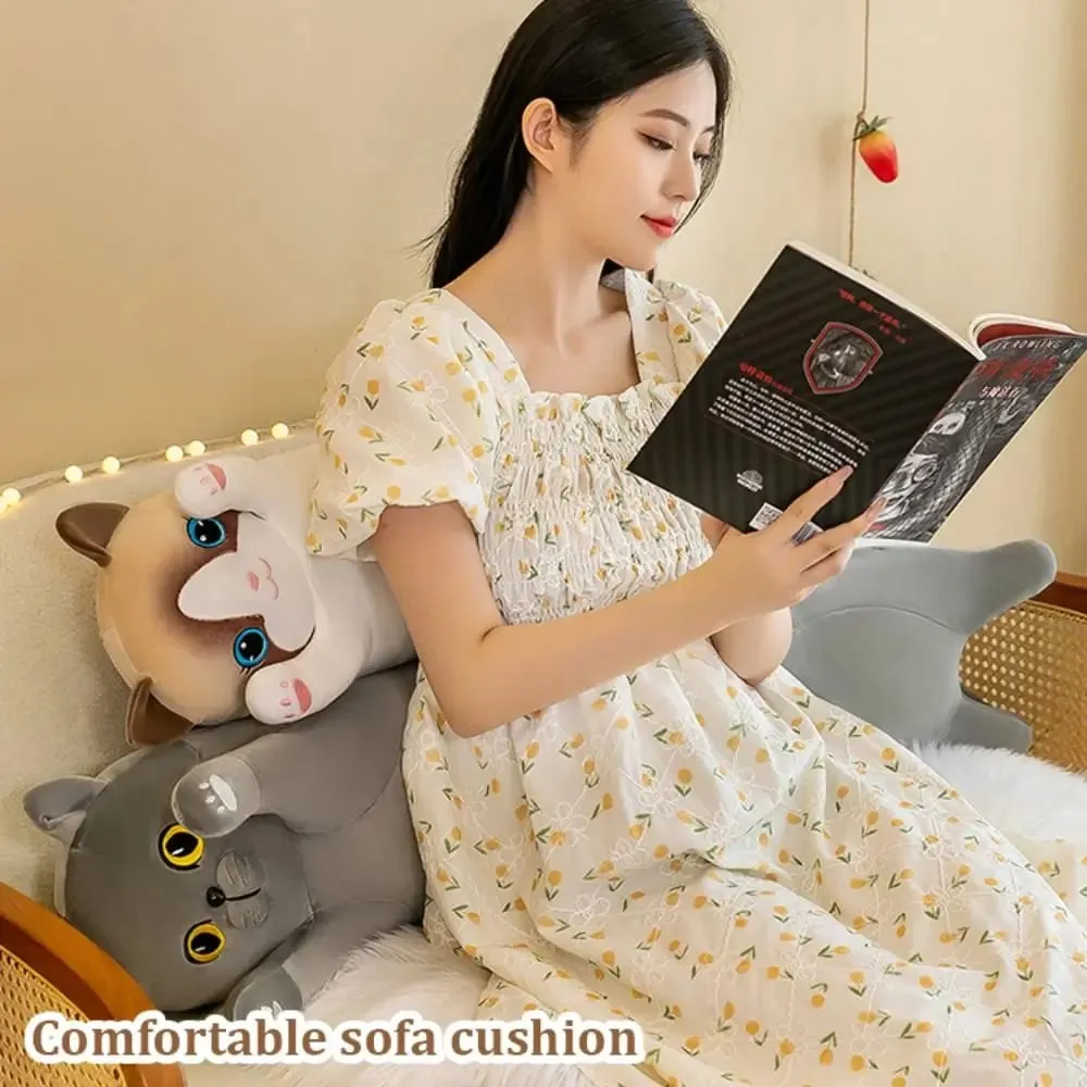 Bonito 50/70cm gato brinquedo de pelúcia longo adorável dormir travesseiro macio criativo pelúcia animal decoração para casa