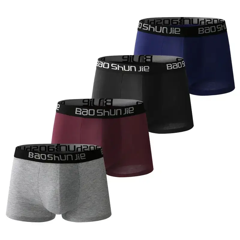 4 pièces hommes sous-vêtements coton hommes Boxer Shorts taille moyenne respirant hommes culottes plus grande taille l-lot doux confortable hommes Boxer