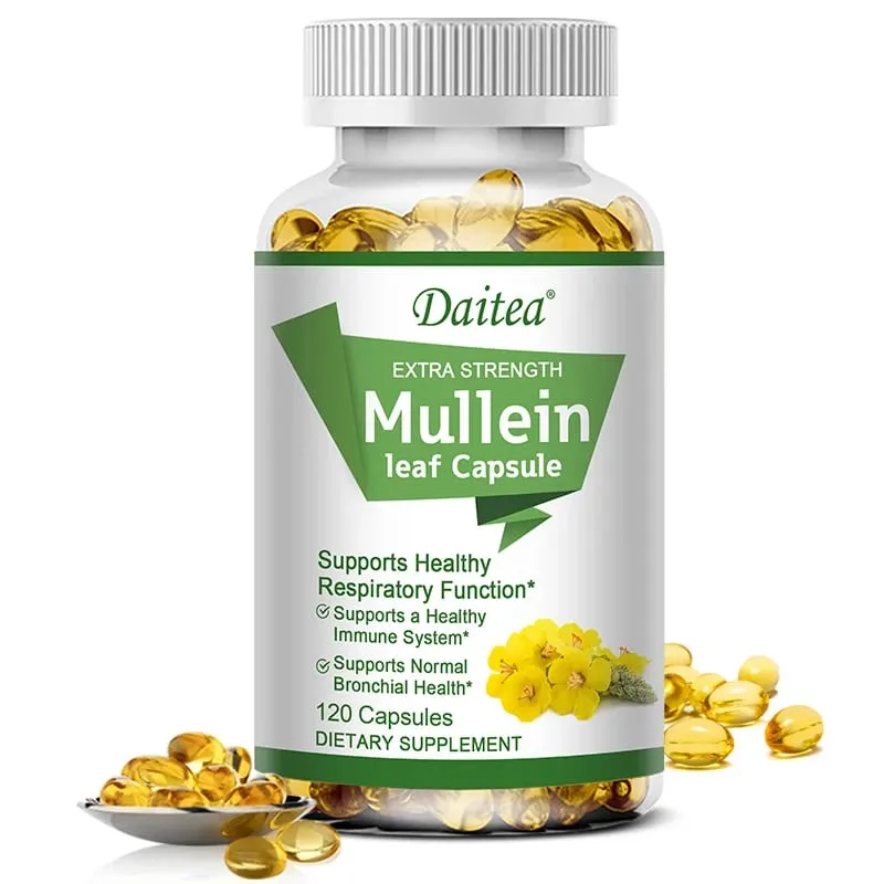 Mullein Extract Capsules Suitable For Lung & Bronchial Cleanse for Smokers - Respiratory Health Support Gut Health