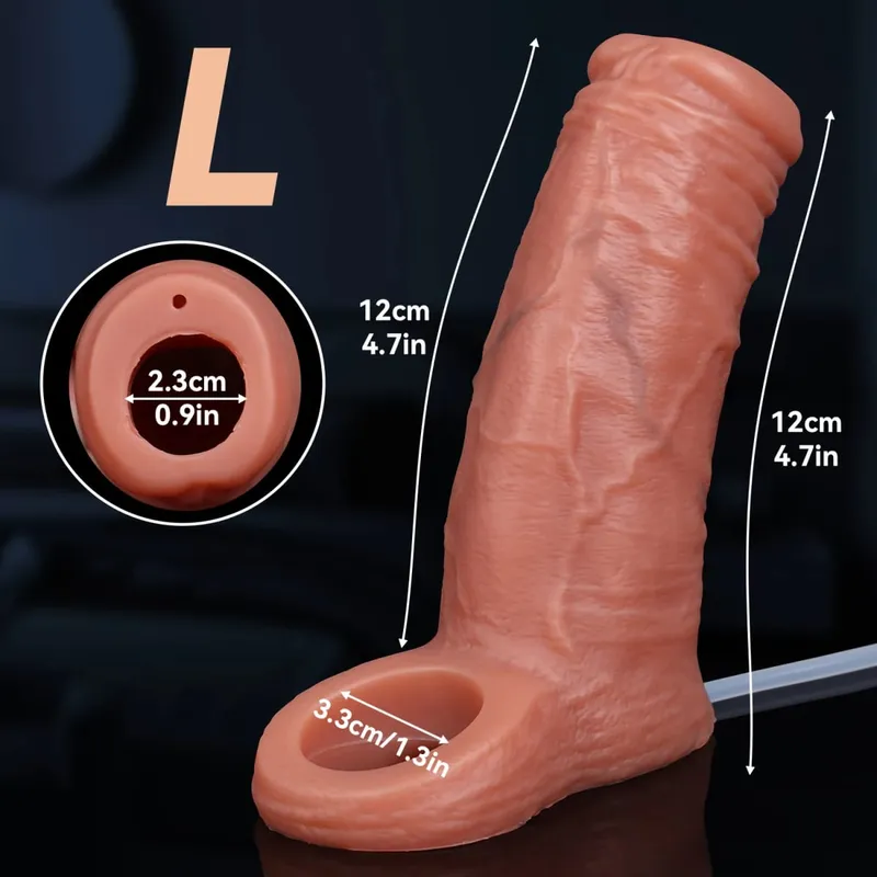 Male Ejaculation Cock Ring Sleeve Reusable Water Spray Penis Enlargement Extender Silicone Dildo Sex Toys for Men Condom Couple