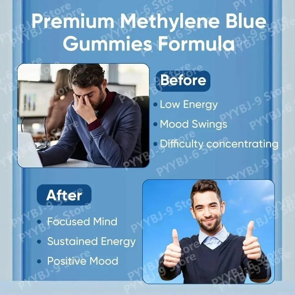 Methylene Blue Gummies Supplement 30/60pcs Focus Energy Support Vegan Non-GMO Gluten-Free Daily Nutrition Chews for Adults — image 5