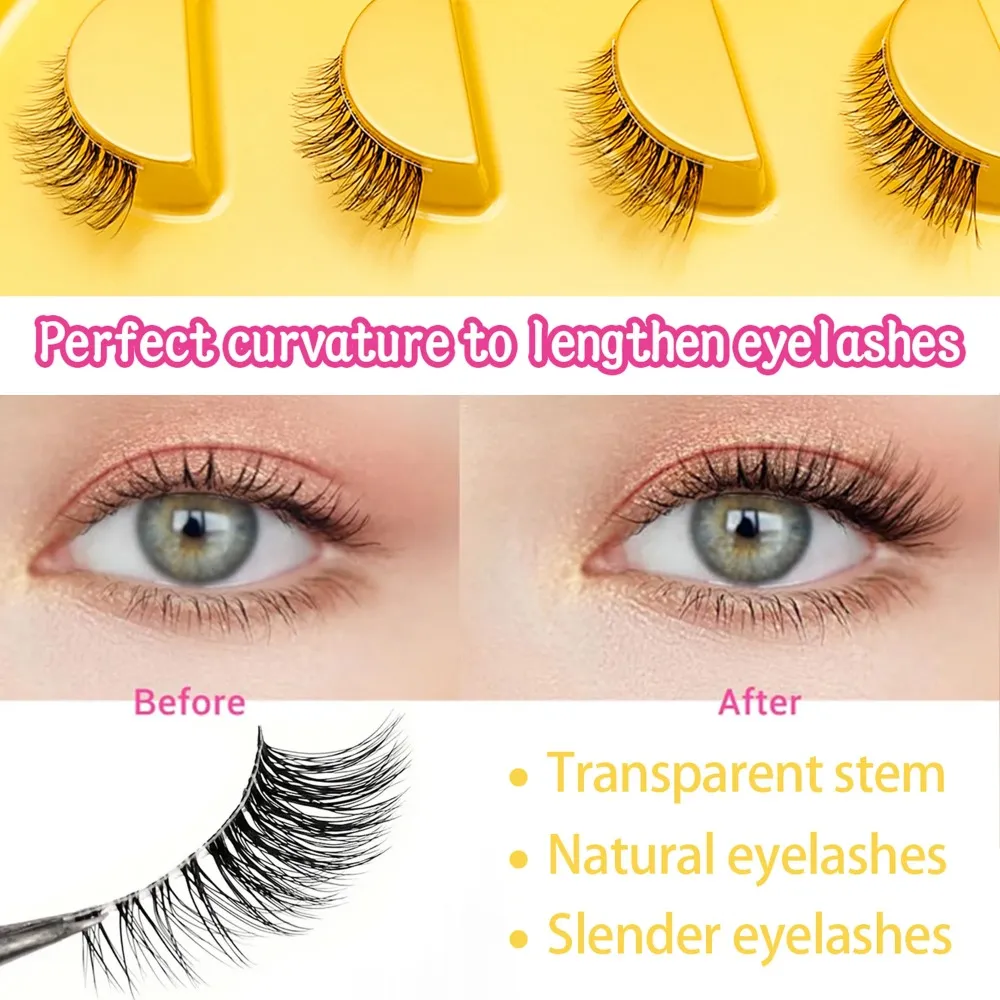 Natural Cat Eye Half False Eyelashes 5Pairs Clear Band Soft Faux Mink Lashes FluffyShort EyelashesReusable Makeup Lash Extension — image 4