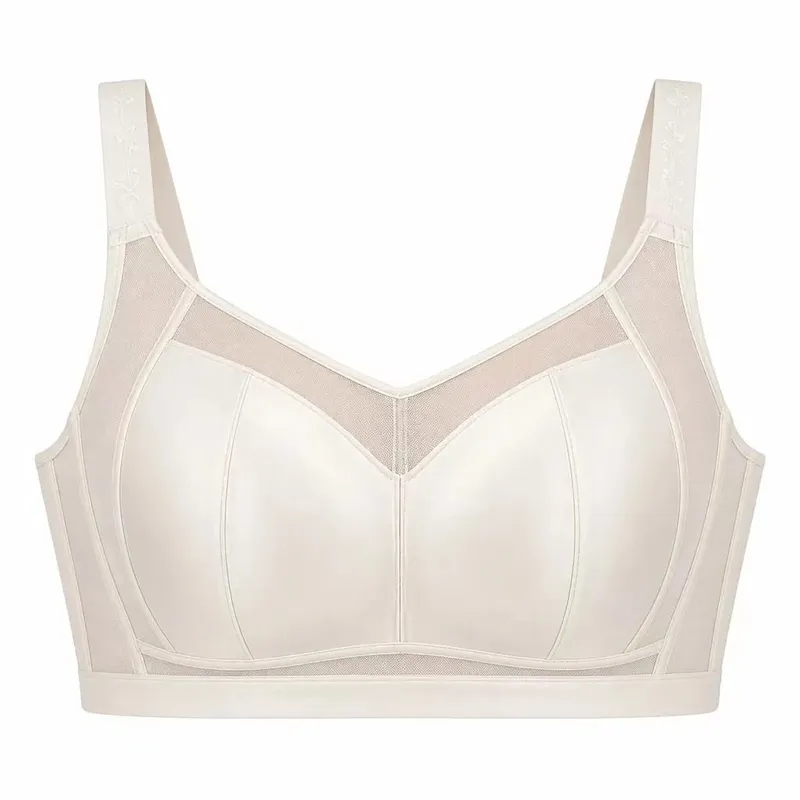 Women's plus Size Minimizer Bra Ultra-Thin Full Coverage Gathered Side Support Anti-Sagging Brassiere for Large Bust