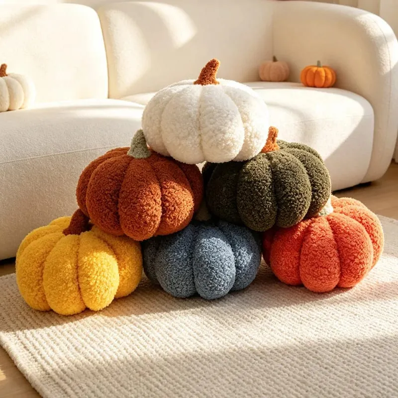 Multicolor Pumpkin Plush Pillow Soft Stuffed Pumpkin Cushion Home Decoration Cute Plush Toy Halloween Gift Bedside Bed Cushion — image 2
