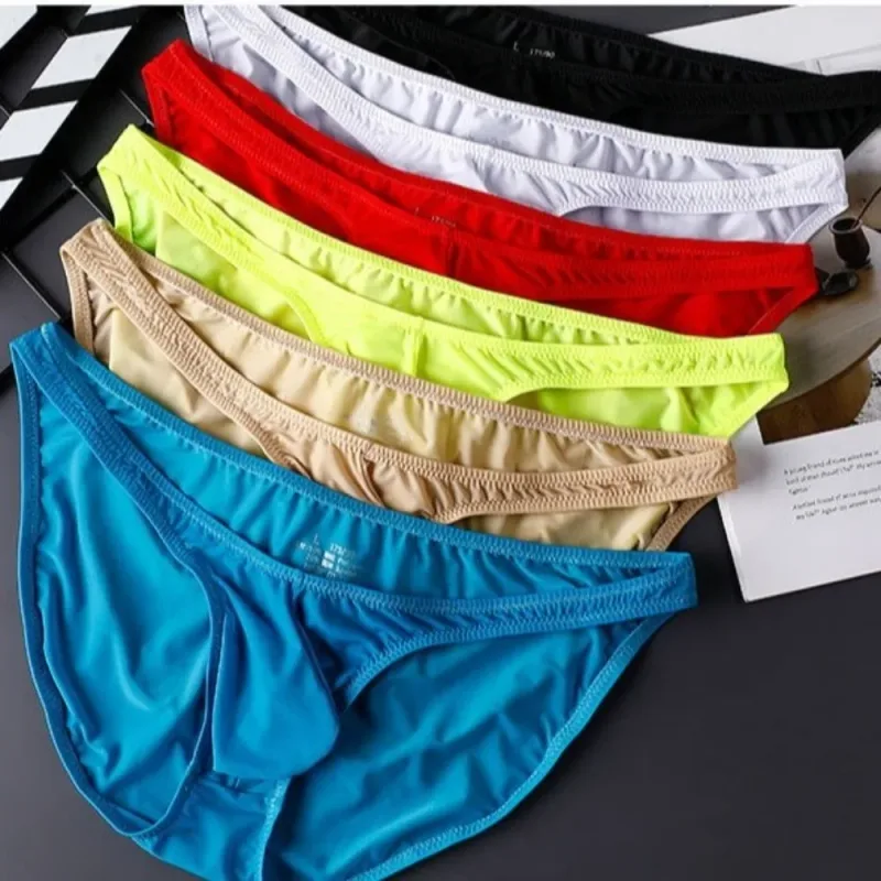 Quick-Dry Ultra-Thin Ice Silk กางเกงชั้นในชายไม่มีรอยต่อชุดชั้นใน U-Pouch ชุดชั้นในกางเกงตาข่าย Travel
