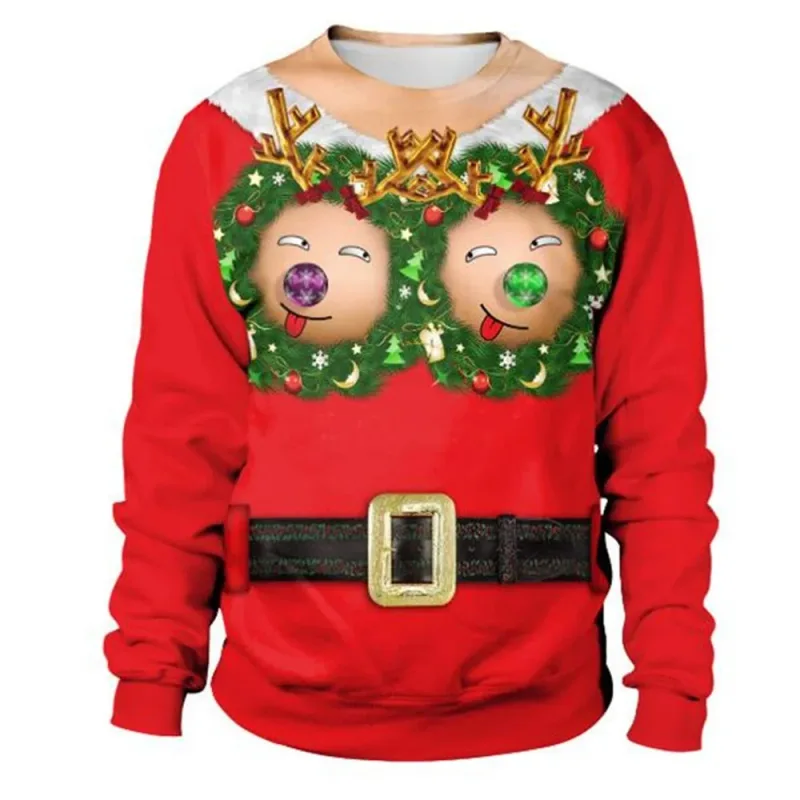Funny Christmas Sweater Men Women Pullover Xmas Sweatshirt Ugly Graphic Y2k Sweatshirts for Holiday Party Loose Men's Clothing