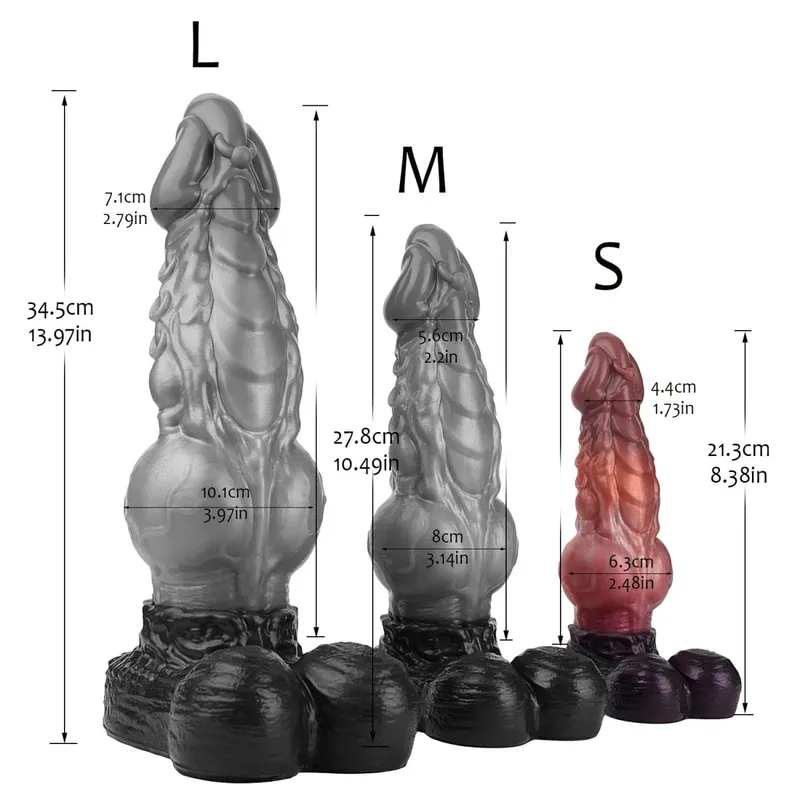 Double Layer Silicone Fantasy Dog Knot Dildo Blue Butt Plug with Sucker Anal Dilator Masturbate Sex toy for Adult 18+