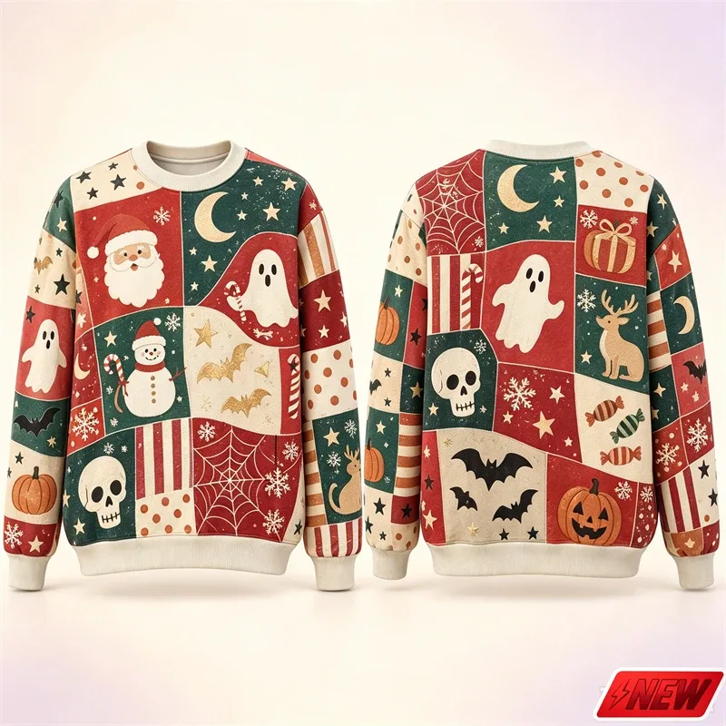 Halloween Splicing Patterns Sweatshirt Men 3D Print Pumpkin Cat Long Sleeve Pullover Hoodie Quick Dry Holiday Costume Top Unisex
