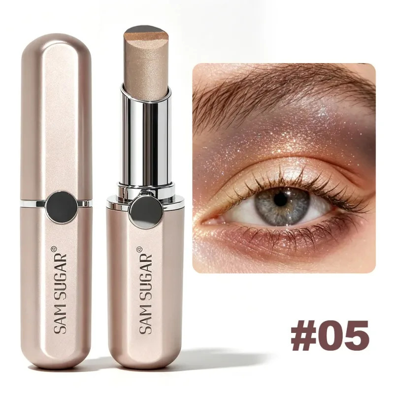 3-Color Gradient Eyeshadow Stick Shimmer Highlight Contour Cream Eyeshadow Waterproof Smudge Resistant Quick Eye Makeup Stick